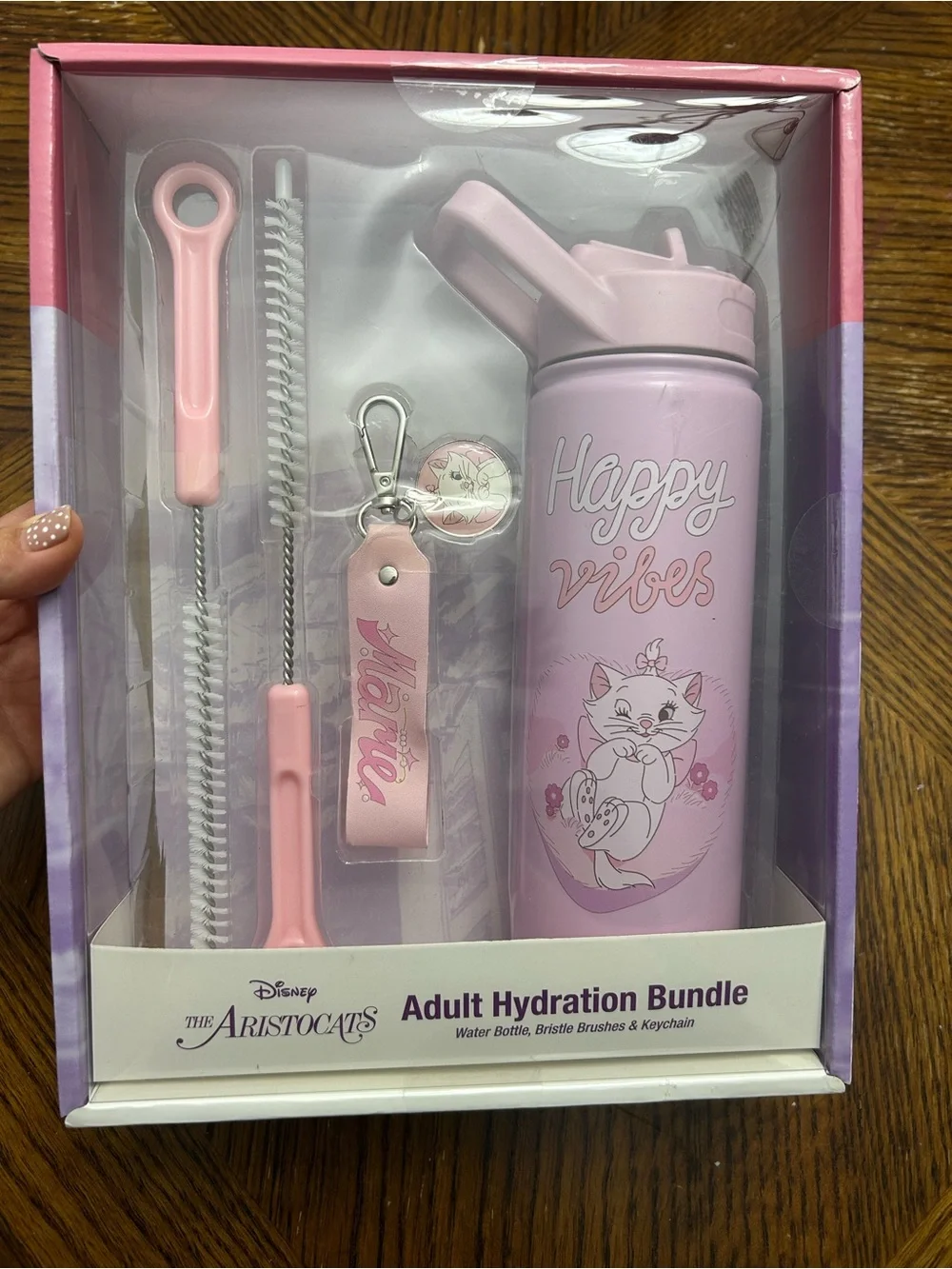 Limited Edition Disney Aristocats water bottle , bristle brushes & keychain set